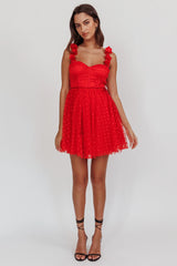 Fairytale Dream Floral Strap Mini Dress Red