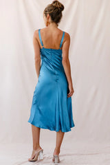 Perfect Day Satin Midi Dress Teal