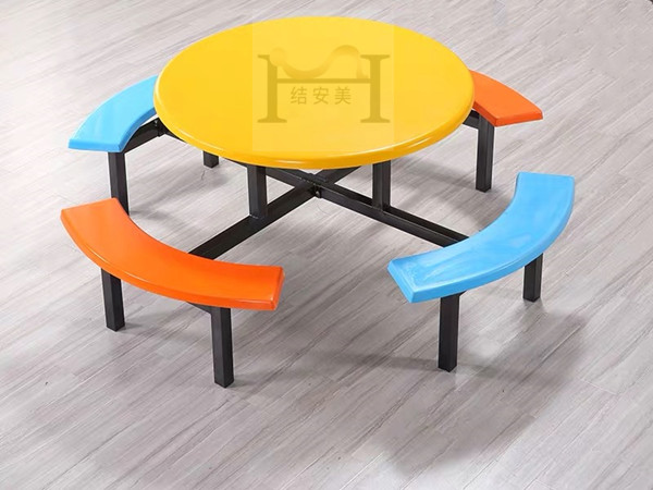 玻璃钢餐桌 饭堂8人餐桌椅